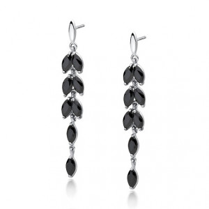 Cercei argint lungi cu pietre negre DiAmanti S0091E_B-DIA (Argint 925‰ 4,1 g.)